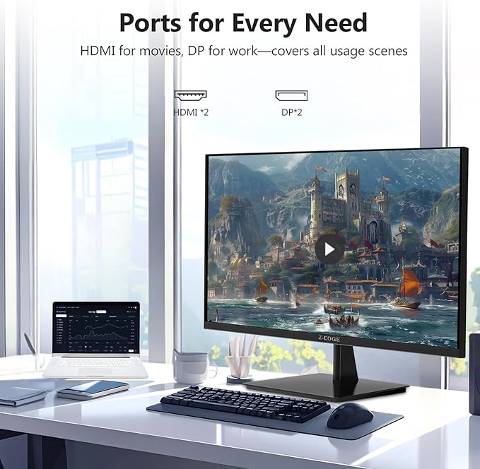 Z-Edge U27P4K 27-inch 4K Monitor IPS Ultra HD 3840x2160, 60Hz Refresh Rate