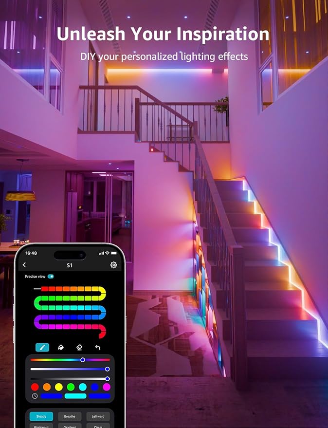 Lepro S1 AI LED Strip Lights for Bedroom - 50ft Smart RGB Light Strips