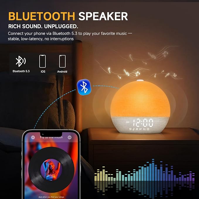 Geuuap Sunrise Alarm Clock White Noise Sound Machine