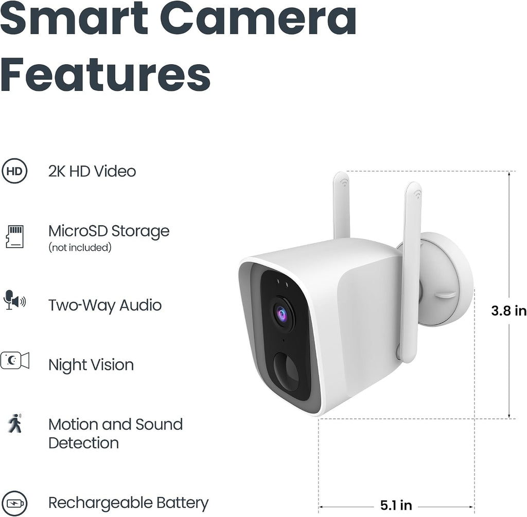 feit electric smart outdoor wireless security camera, 2k, close-up detail