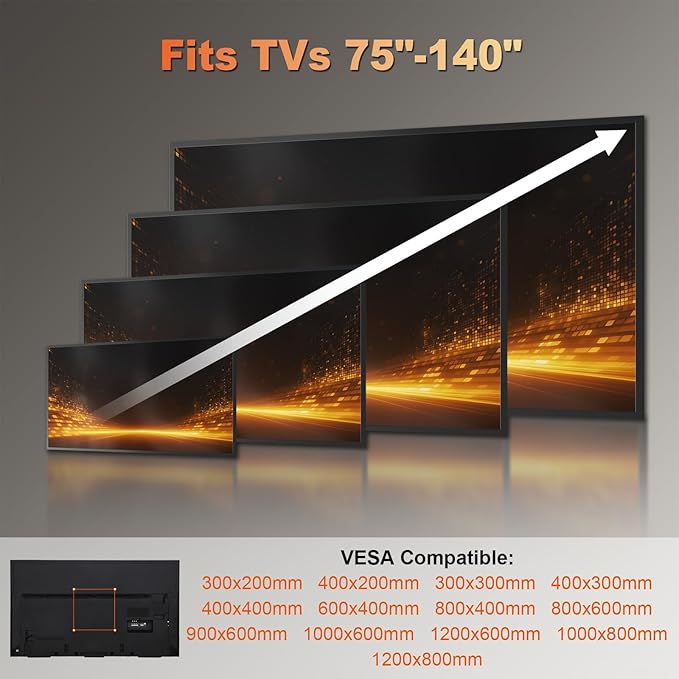 PUTORSEN 37-140'' Heavy Duty TV Wall Mount, Low Profile Fixed TV Wall Mount