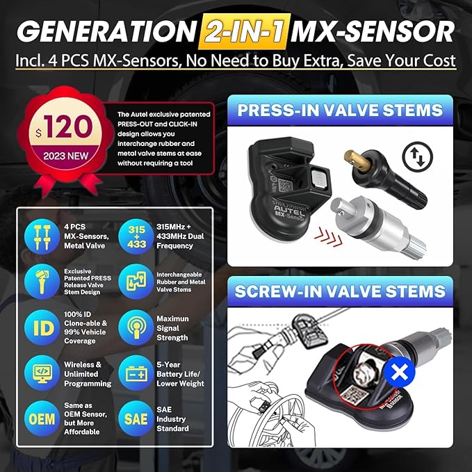 2026 Autel MaxiTPMS TS508WF KIT TPMS Programming Tool, WiFi Ver. of TS508K (4PCS)