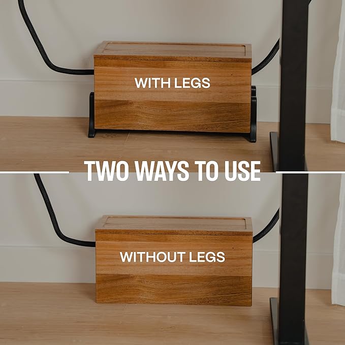 Extra Large Cable Management Box, Wood Cord Hider Box & Organizer