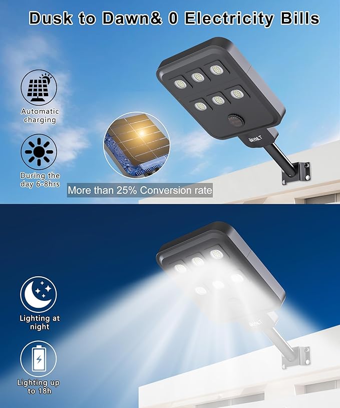 JAYNLT X-8000W Solar Street Lights Outdoor, Ultra-Large 6500K Commercial