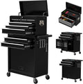 8-Drawer Rolling Tool Chest, High Capacity Removable Tool Storage Cabinet, Detachable Toolbox with Lock for Garage Warehouse and Tool Room (Black)