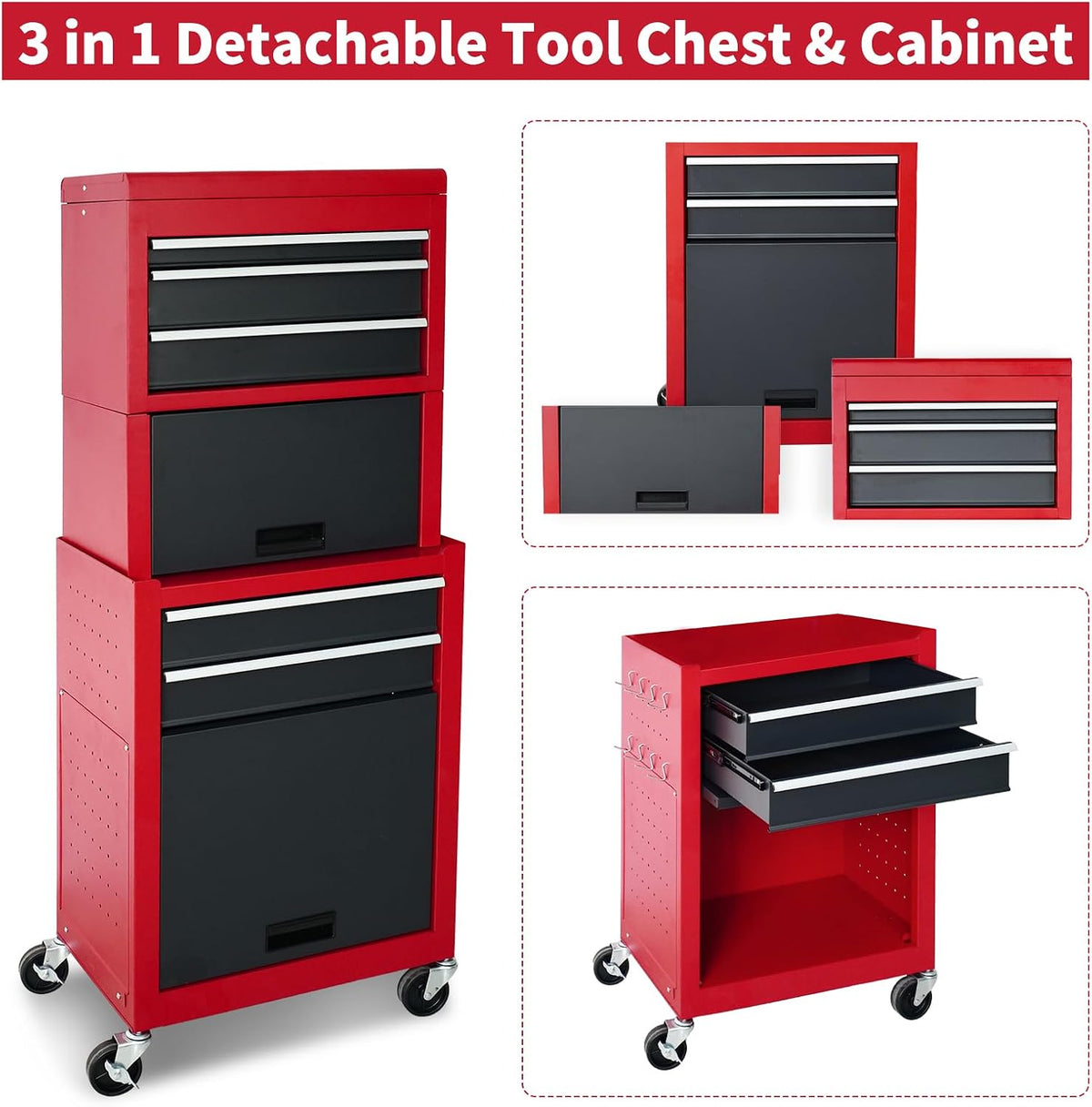 5-drawer rolling tool chest, high capacity metal tool, package contents
