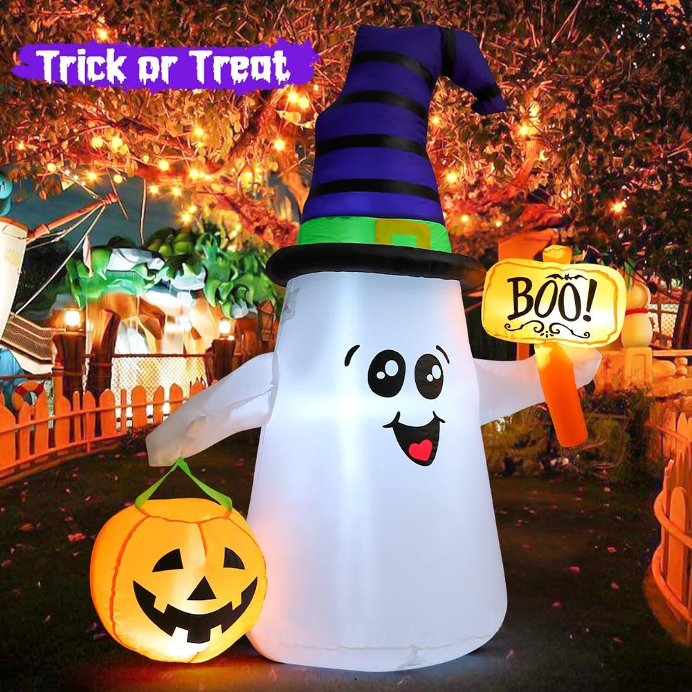 GOOSH 5 FT Halloween Inflatables Ghost Outdoor Decorations Blow Up Yard Cute ...