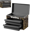 WORKPRO Metal Mini Tool Box with 2 Drawers and Top Storage