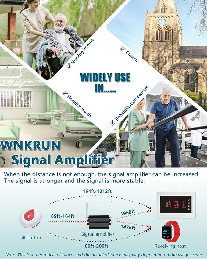 WNKRUN Wireless Calling System Caregiver Pager System 1200+ ft