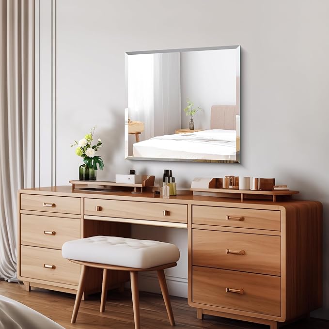 CILIBER Beveled Mirror, 24x24 inch Square Bathroom Mirrors