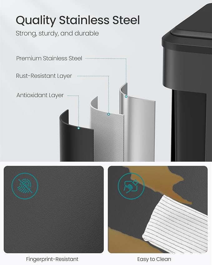 SONGMICS Trash Can, 2 x 8 Gallon Double Garabge Can