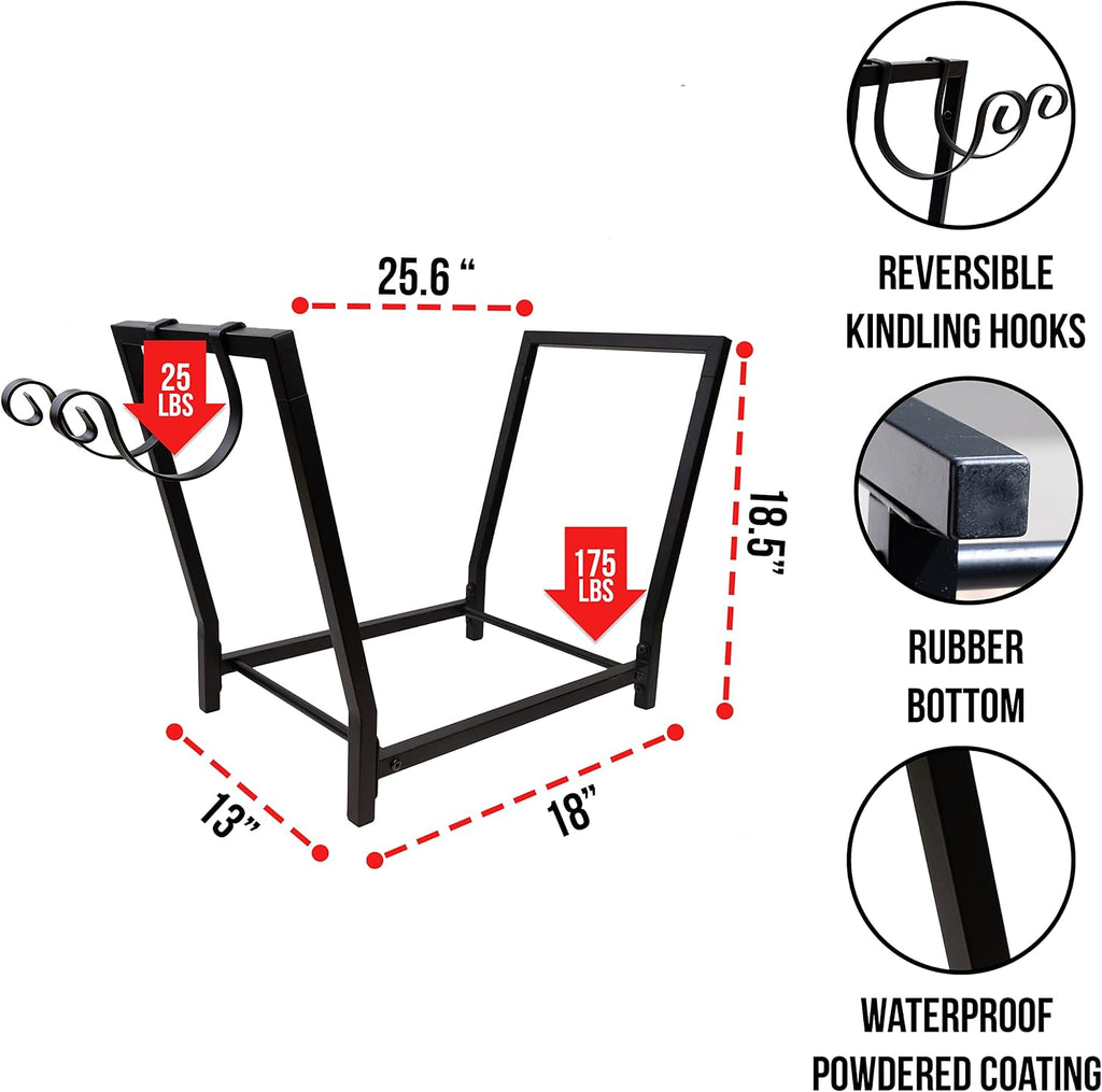 fireproof pros firewood racks with hooks (black with, close-up detail