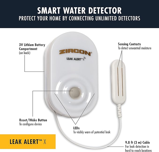 Zircon Leak Alert X – Smart Electronic Water Detector