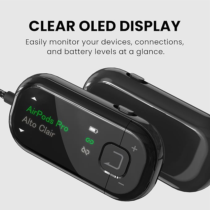 Avantree Voyager – OLED Display & Latest Auracast Bluetooth 5.4 Adapter