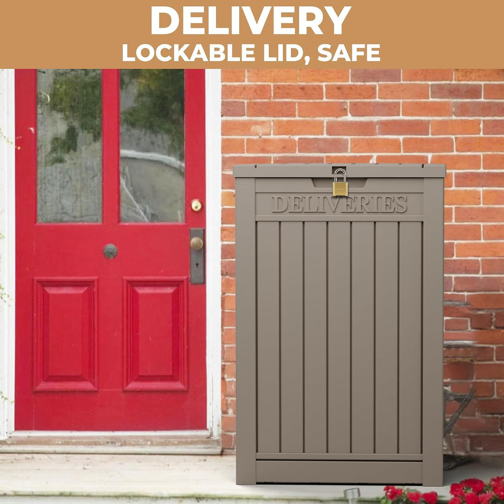55 Gallon Package Delivery Box for Outside,Weather Resistant UV Protection Resin Outdoor Storage Parcel Box for Porches, Front Door, Balconies, Garages
