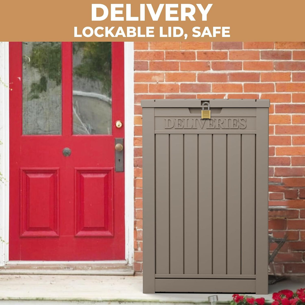 55 Gallon Package Delivery Box for Outside,Weather Resistant UV Protection Resin Outdoor Storage Parcel Box for Porches, Front Door, Balconies, Garages