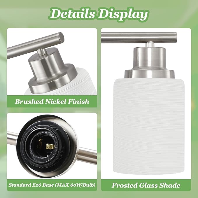 Guliaofo 4-Light Brushed Nickel Vanity Lights