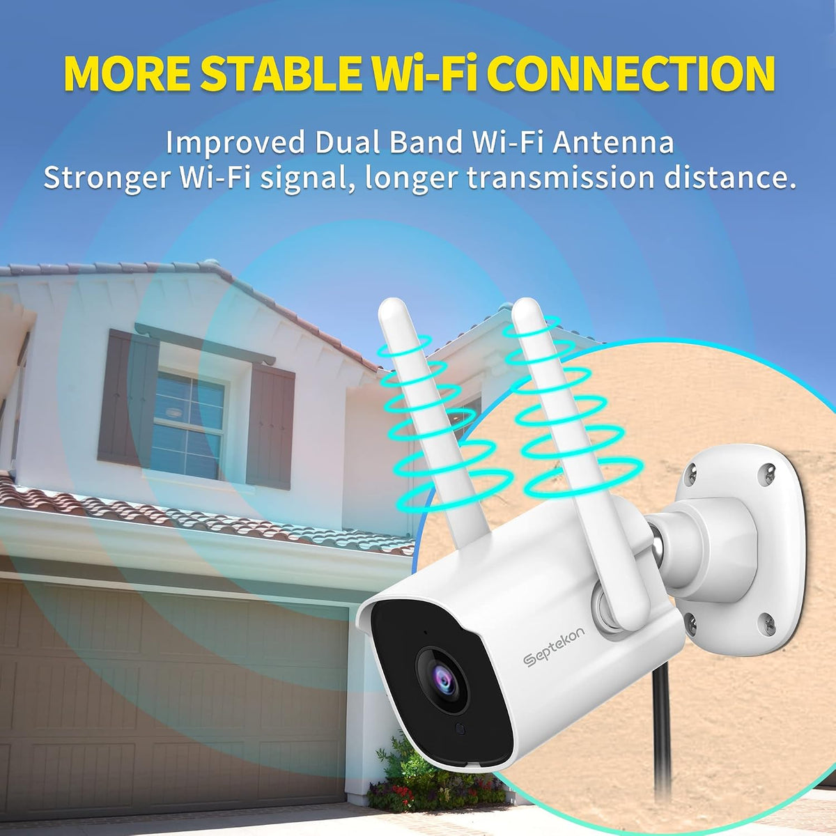 Septekon 2K Outdoor Security Cameras, 2.4G Wired WiFi, 4 Pack