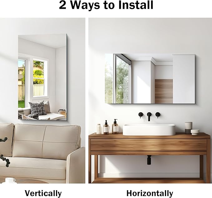 CILIBER Frameless Mirror, 20x36 Inch Bathroom Mirrors