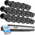 ZOSI 16CH 3K Lite Security Camera System, 16X Wired Bullet Cameras, 3TB HDD