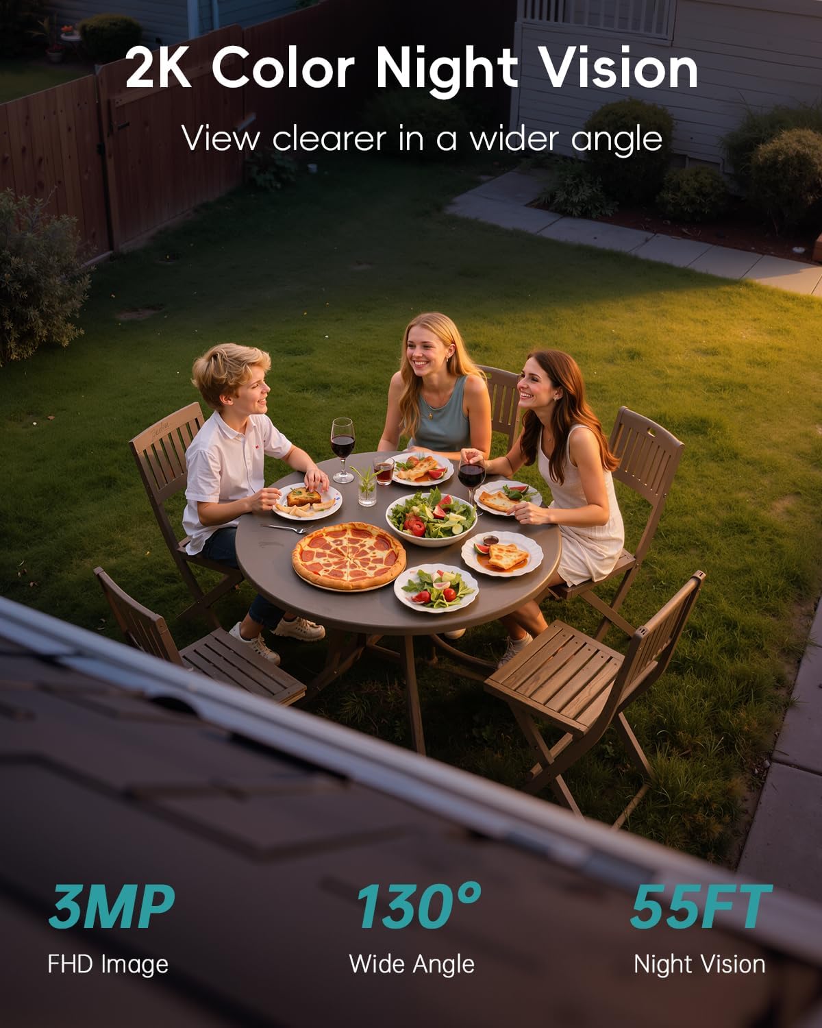 zumimall 2k solar security cameras wireless outdoor, close-up detail