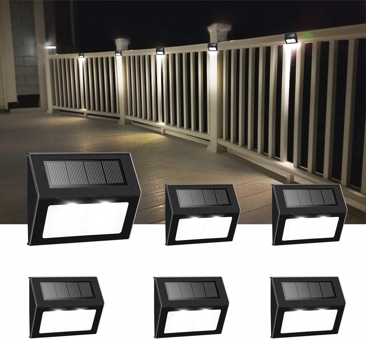 white light solar yard fence lights, rainproof metal, package contents