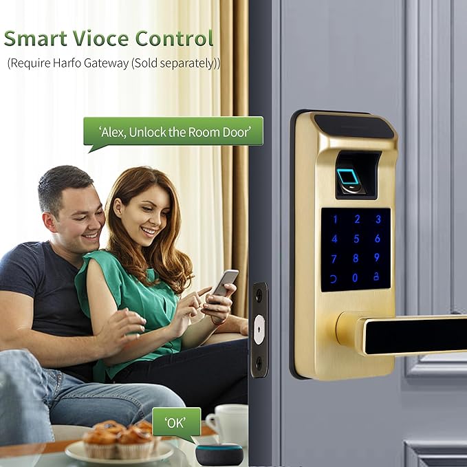 Harfo Smart Door Lock, Heavy Duty 5 in 1 Keyless Entry Door Lock, Full App