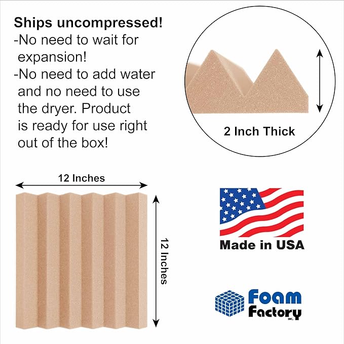 Foam Factory Inc 24 Pack Color Acoustic Foam Panel Studio Soundproofing Wedge