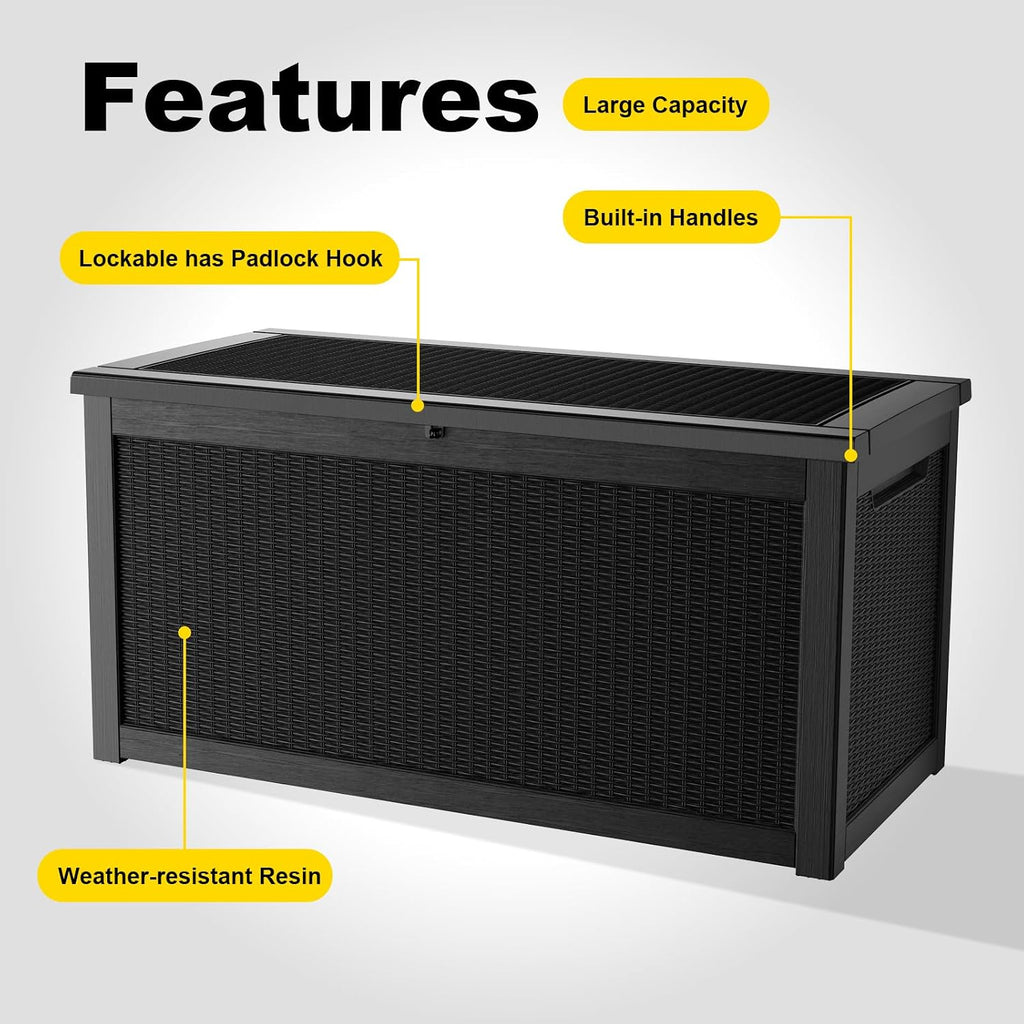 rojik outdoor storage housing deck box,waterproof patio furniture showing dimensions
