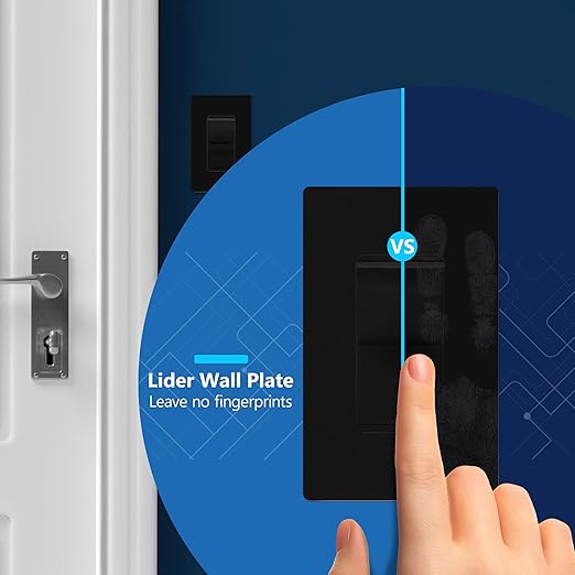 LIDER Black Minimalist Decorator Switch, Frameless Light Switch, On/Off Rocker (10 Pack, 10-Pack)