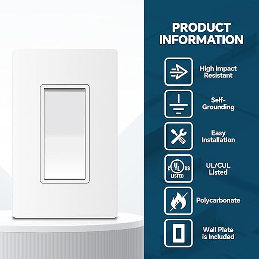 ThunderWay 3 Way Matte White Light Switch (20 Pack)
