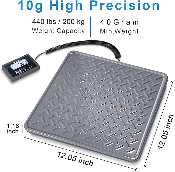 THINKSCALE Shipping Scale, 440lb/1oz Digital Heavy Duty Postal Scale, Strong