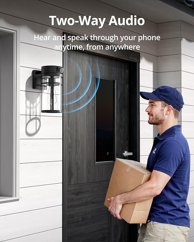 Jarnex Outdoor Porch Light Camera, 2K Wi-Fi Security Cam