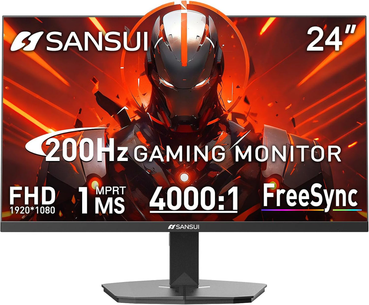 SANSUI Gaming Monitor, 24 Inch 200Hz 180Hz, FHD 1080P 1ms 110% sRGB Computer