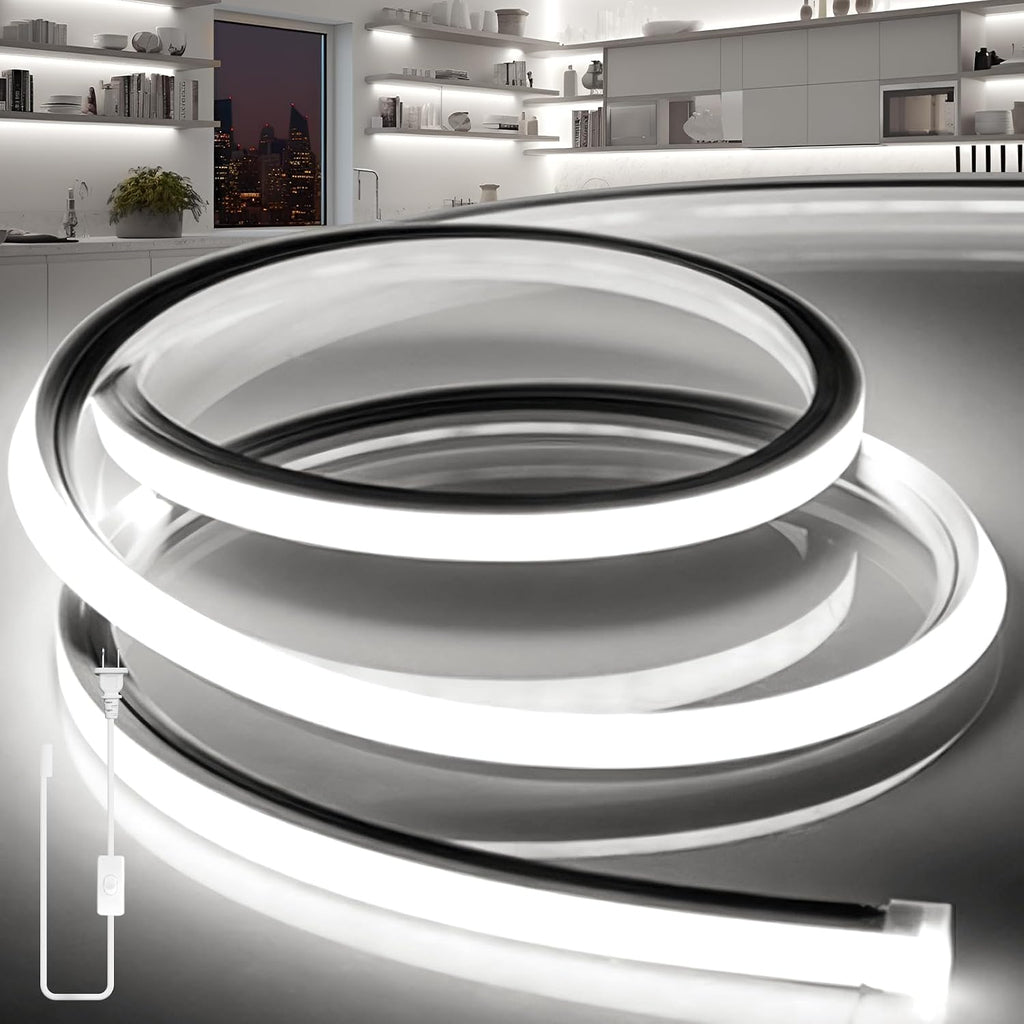 voewt led strip lights daylight white 6000k, 65.6ft, side view