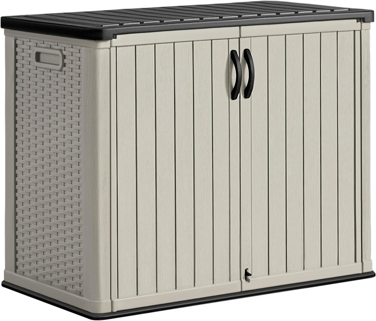 Greesum 26 CUFT Outdoor Storage Cabinet with 2 Lockable Doors, Beige