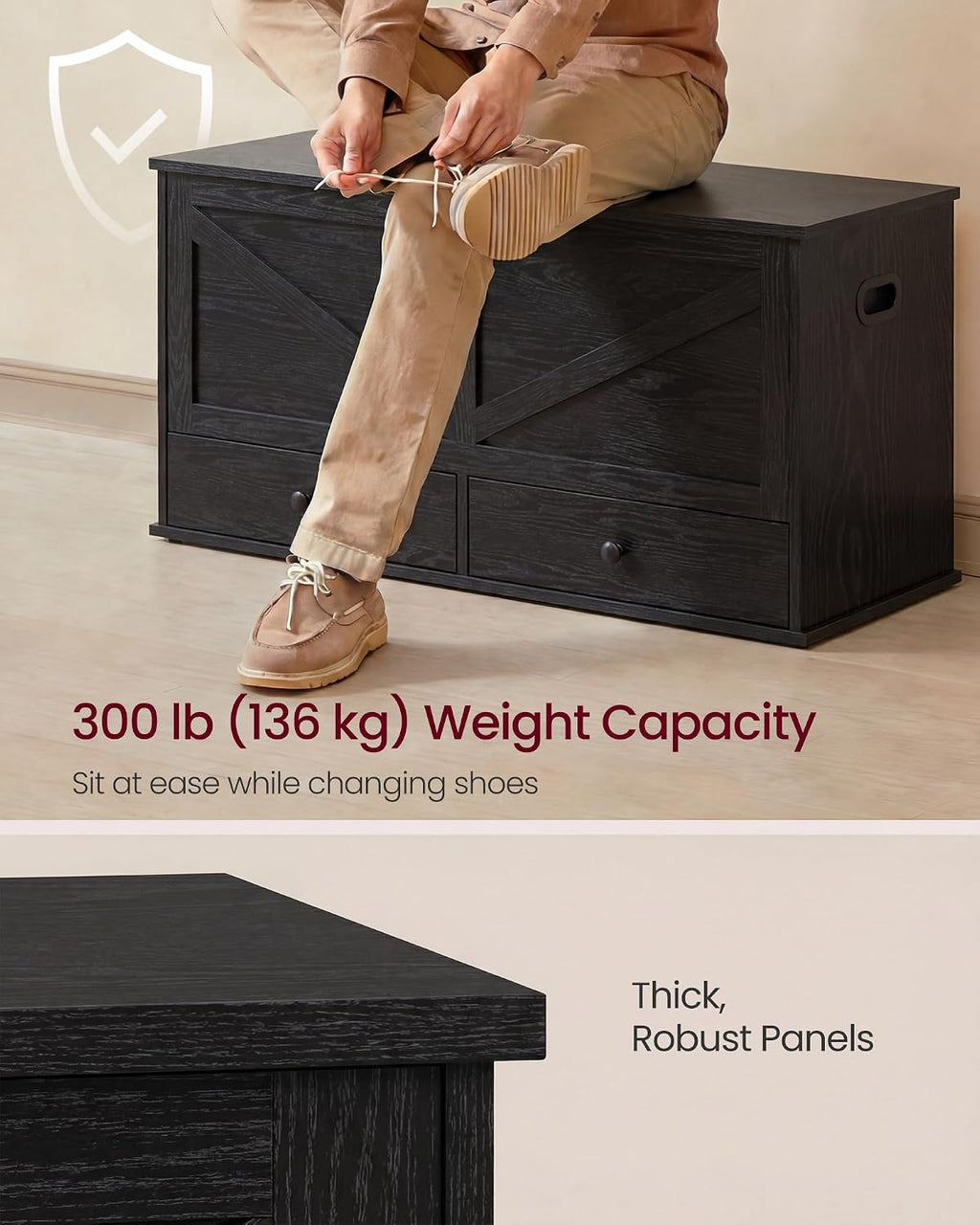 vasagle storage chest with 2 fabric drawers, 15.7, package contents