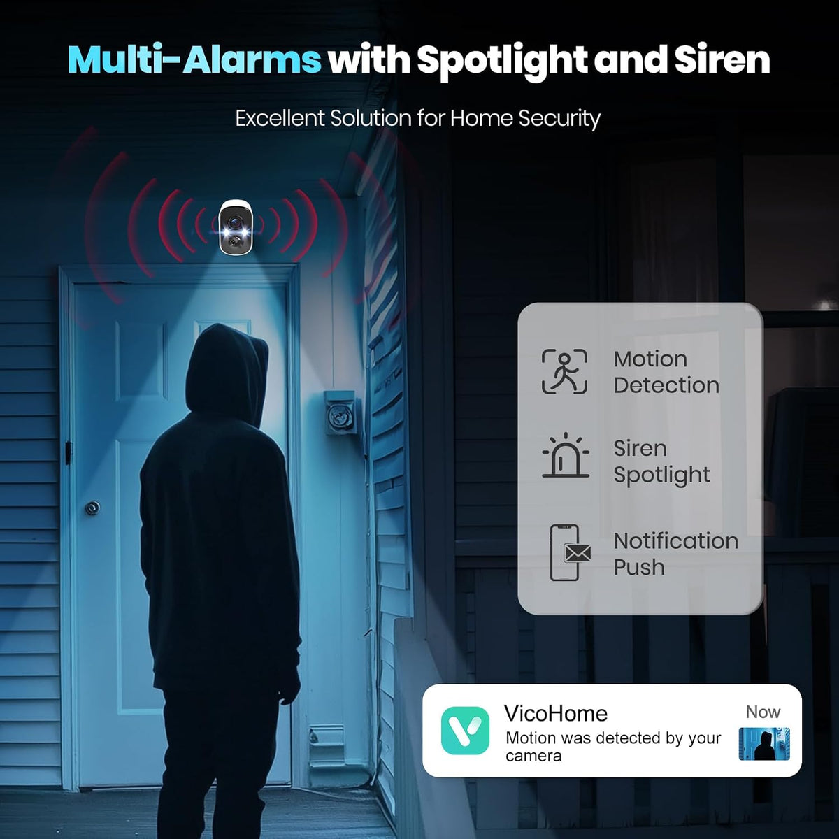 techage 2k security cameras wireless outdoor, with ai showing dimensions