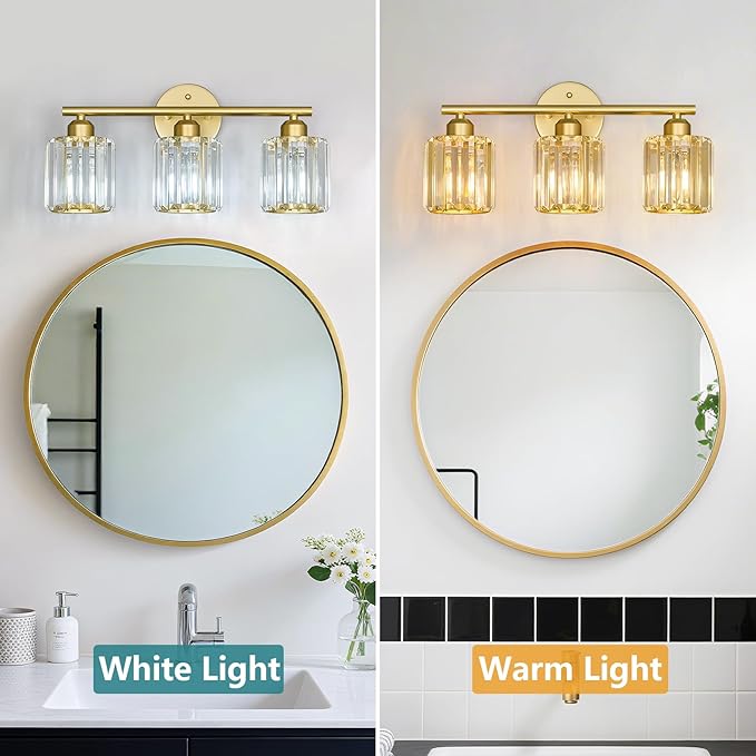 FDPBY Modern 3 Light Crystal Vanity Light, Compatible