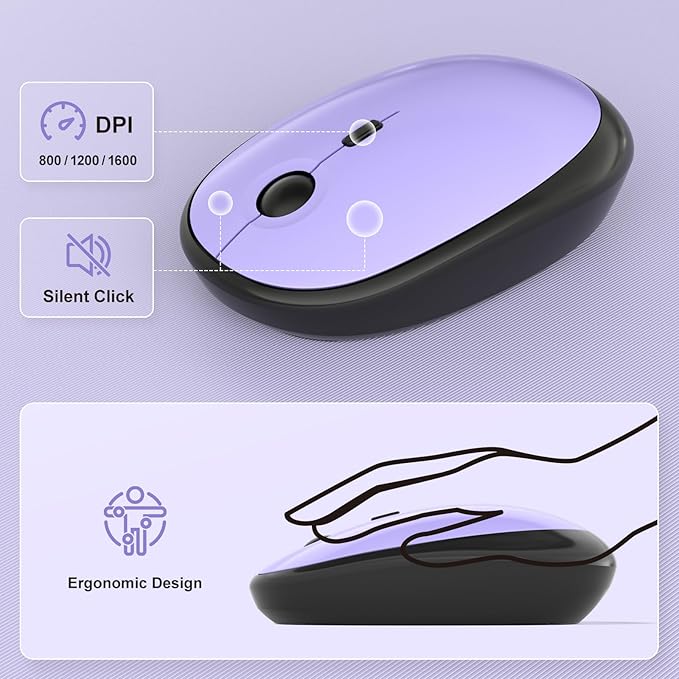 MOFII Wireless Keyboard and Mouse Combo, Full Size 2.4G Retro Round Computer