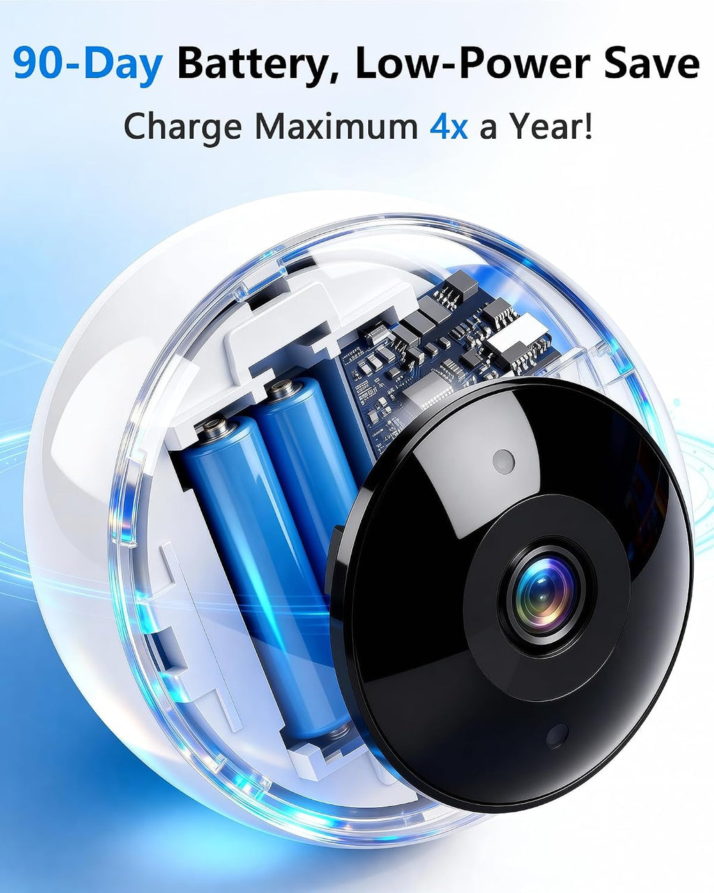 2k magnetic security camera indoor wireless: clear pictures showing dimensions