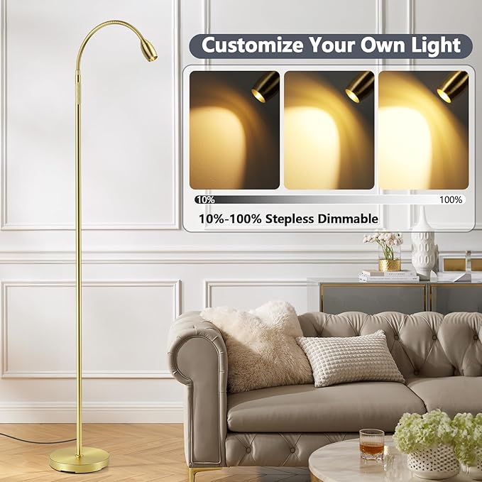 Reading Floor Lamp, Dimmable Zoomable Spotlight, Adjustable Color Beam Standing