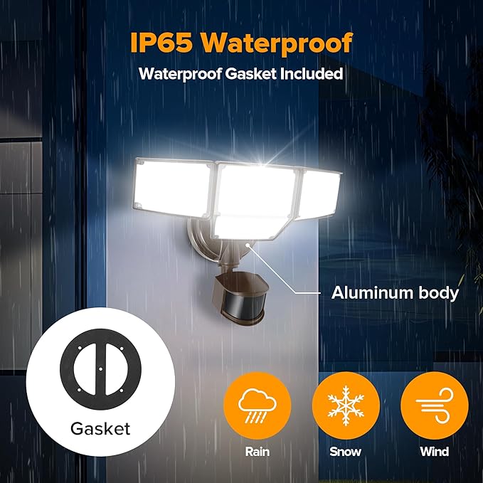 LUTEC 80W 9000LM LED Security Lights Hardwire Motion Sensor Outdoor Lights