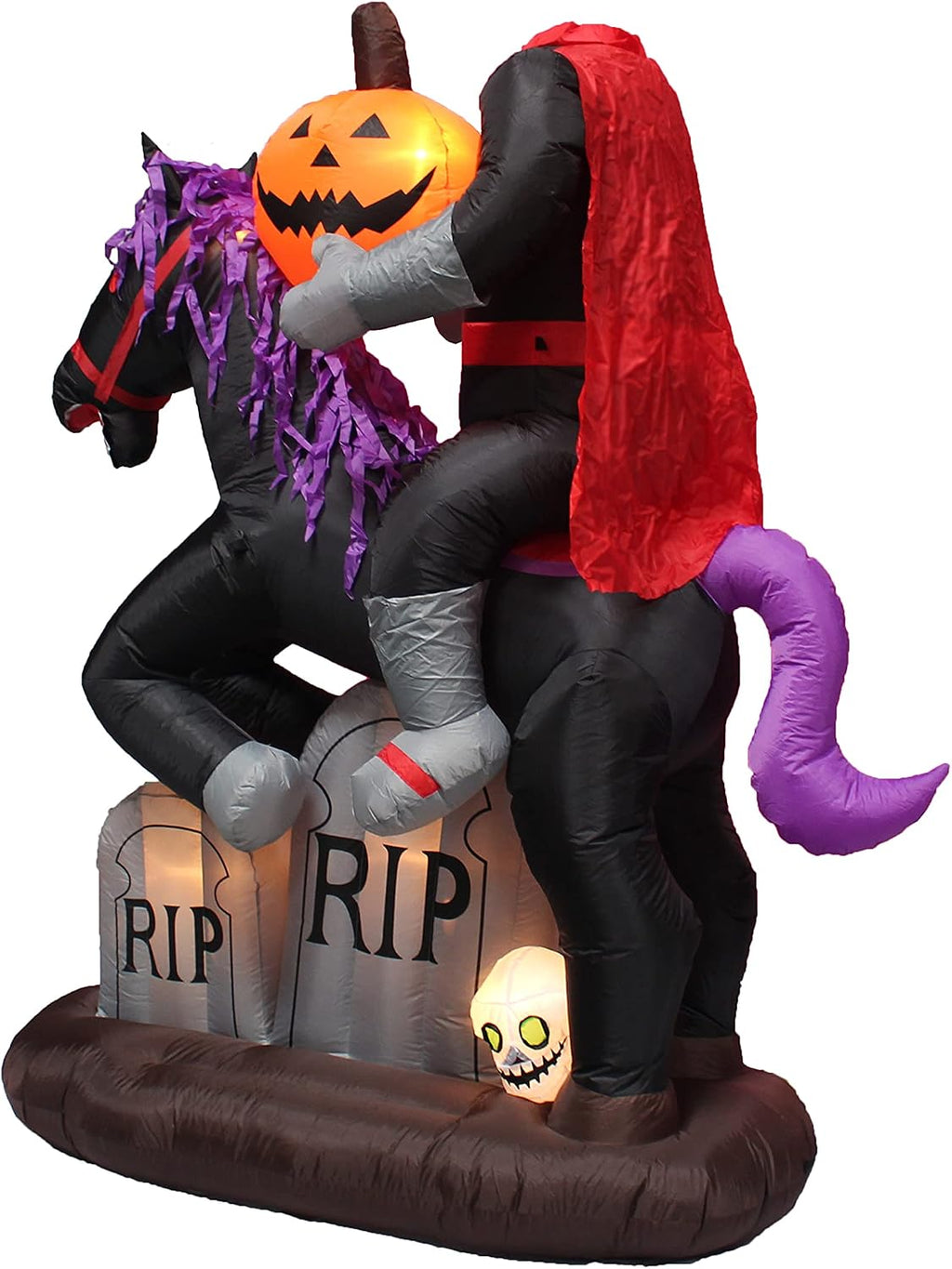 6.5 FT Tall Lighted Halloween Inflatable Headless Horseman with Horse
