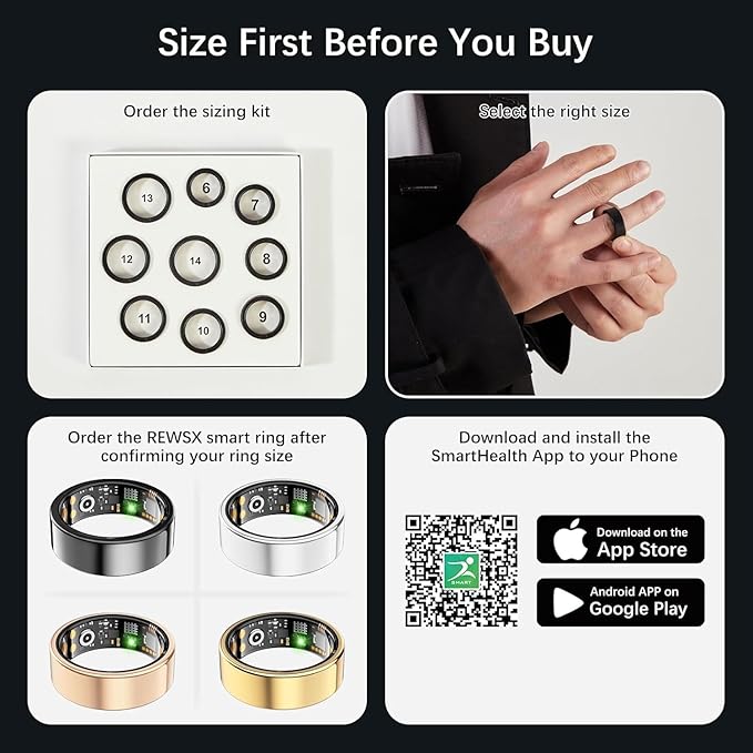 Smart Health Ring for Women Men, Fitness Tracker Ring