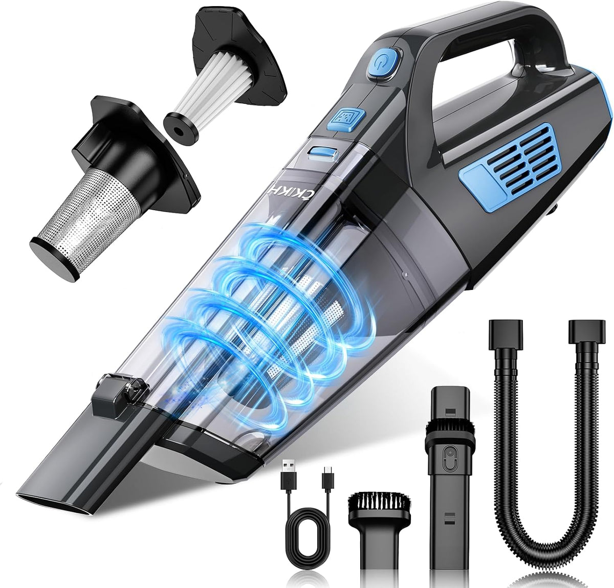 CKIKH Handheld Vacuum Cordless, 15000PA Strong Suction Hand Held Car Vacuum