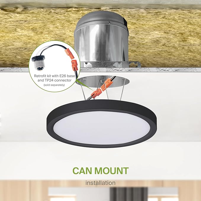 ASD LED 7" Round Flush Mount Ceiling Light Fixture, Low Profile Surface (6 Pack)