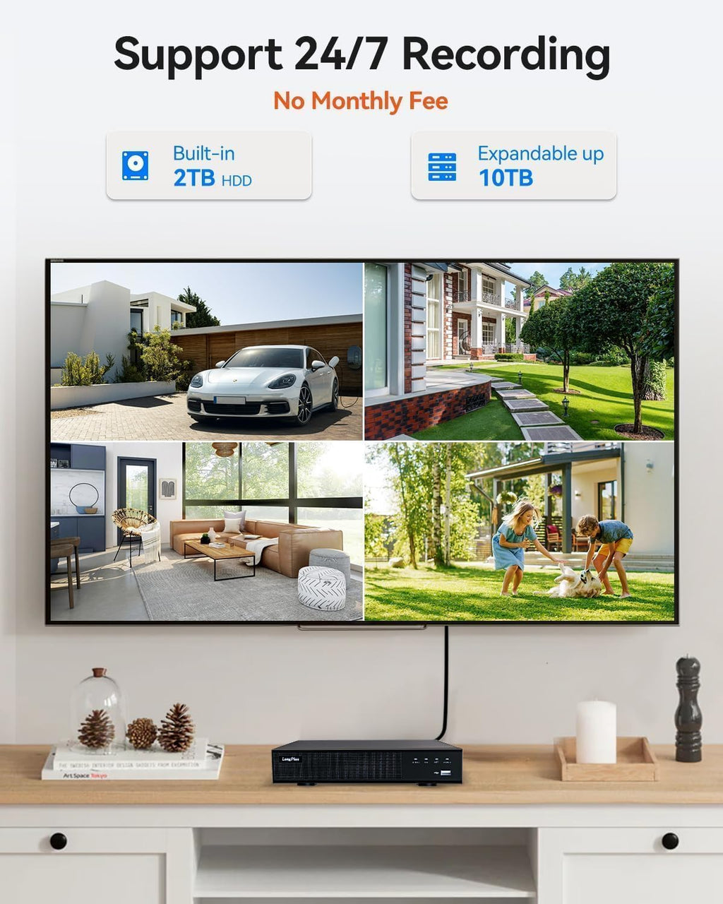 longplus 4k-uhd 8mp poe security camera, work with showing dimensions