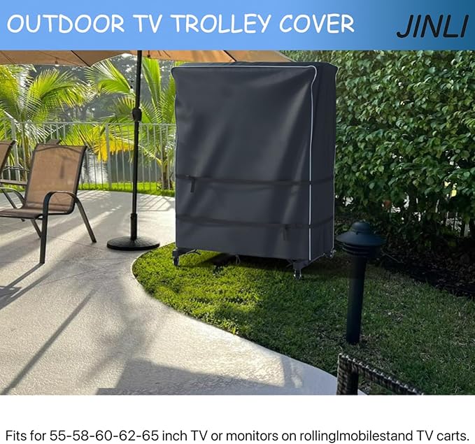 JINLI 60-65 inch outdoor TV trolley cover, courtyard TV cover, Oxford fabric