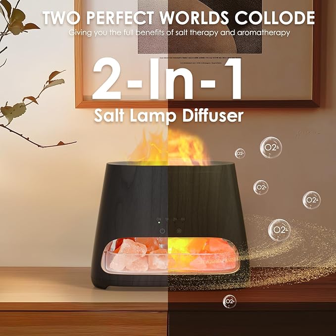 SALKING 2-in-1 Himalayan Salt Lamp & Ultrasonic Essential Oil Diffuser